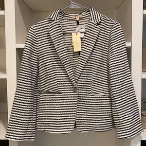 Skies Are Blue Blazer. Striped Black and White NWT Medium Coat Jacket